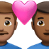 👨🏽‍❤️‍👨🏾 couple with heart: man, man, medium skin tone, medium-dark skin tone display on Apple